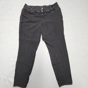 A3 Denim Plus Size 18W Black Skinny Jeans High Rise Stretch 3-Button Fly Denim